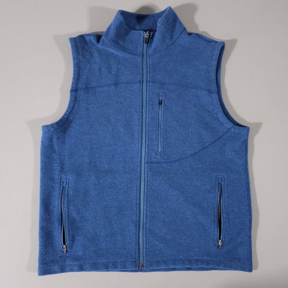 Ibex Vest Mens L Blue Merino Wool Full Zip Sleeveless Mock Neck Jacket 58TRJ